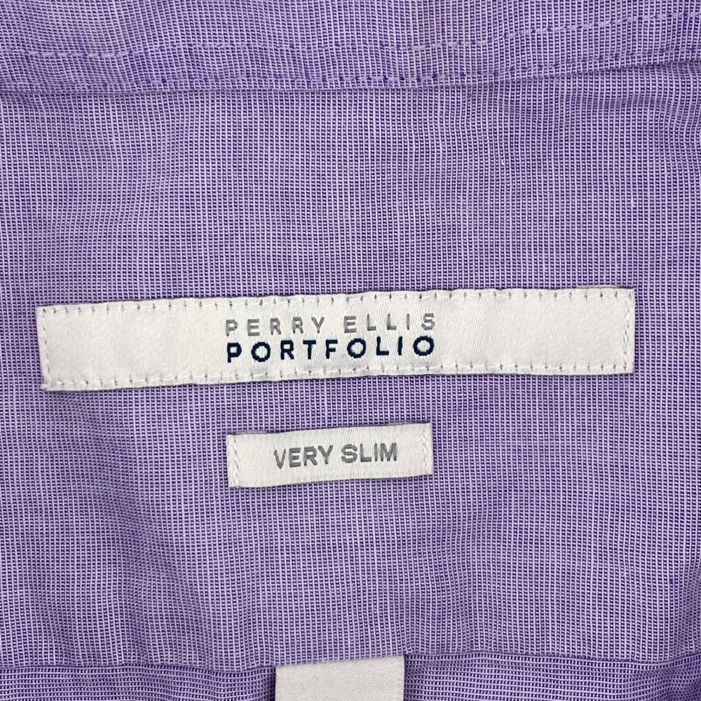 Perry Ellis Portfolio Mens XL Purple Very Slim Fit Stretch Button Down Shirt - Picture 2 of 9